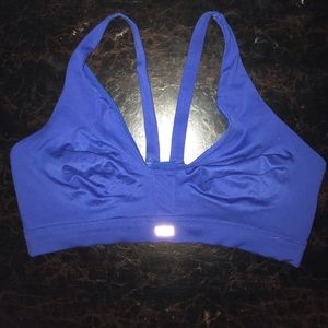 VSX Strappy back plunge navy sports bra